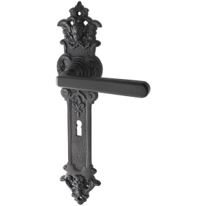 Poignée et plaque rustique en fonte noire | Porte intérieur | Ventano